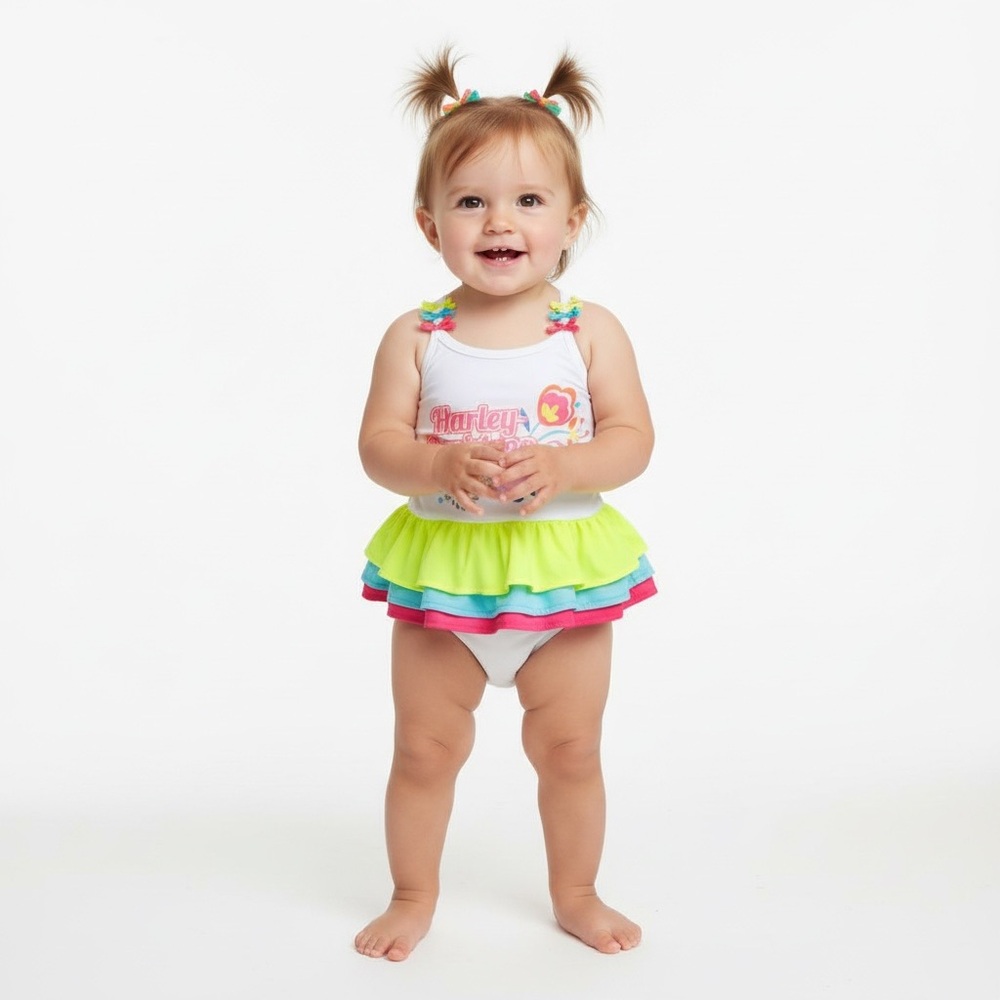 Harley Davidson Ruffle One Piece Swimsuit For Baby Girls